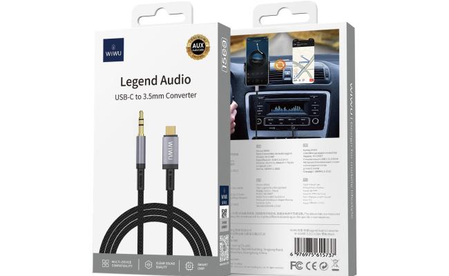 WIWU Wi-C048T Legend Audio Series Type-C to 3.5mm Aux 1.5M Cable - Black